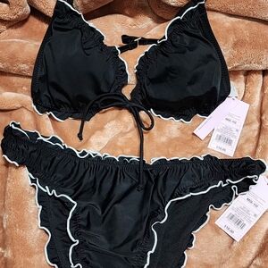 Black Ruffled Bikini Set